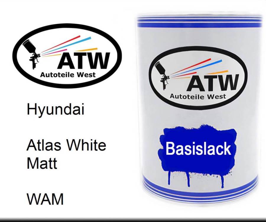 Hyundai, Atlas White Matt, WAM: 500ml Lackdose, von ATW Autoteile West.